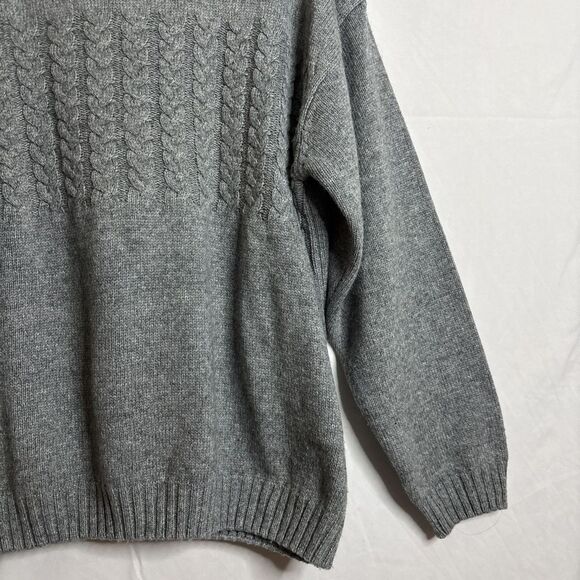 Henry Grethel Men's XL Grey Crewneck Chunky Knit Wool Blend Grandpa Sweater - Picture 5 of 14